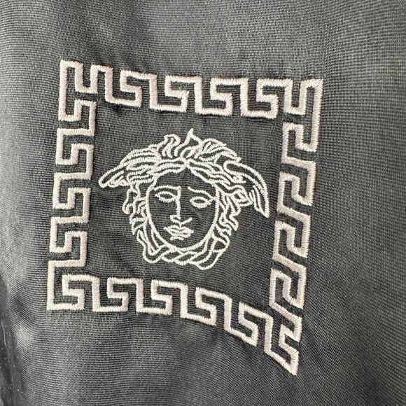 Versace Jean Medusa Black Silver Embroidered Logo Long Sleeve Zip Bomber Jacket - Picture 5 of 14